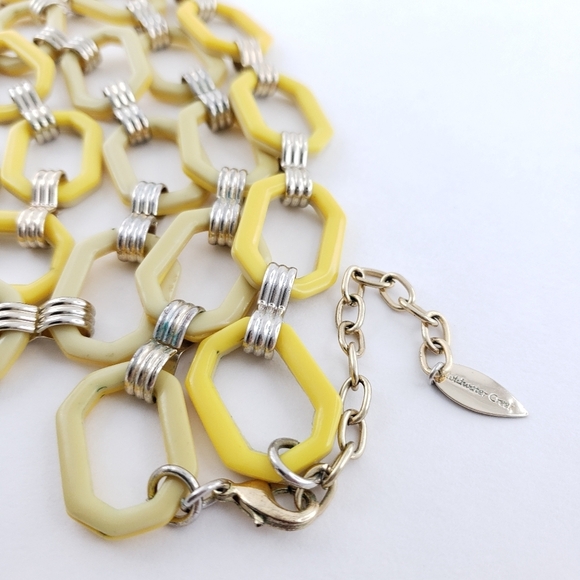 Y2K Coldwater Creek long necklace yellow acrylic open links chunky layer - Picture 7 of 14